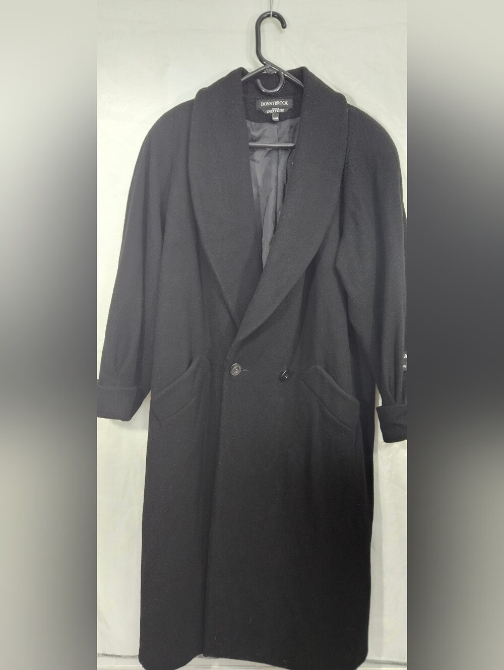 Donny Brook women's black double-breasted pea coat with a shawl collar # 152